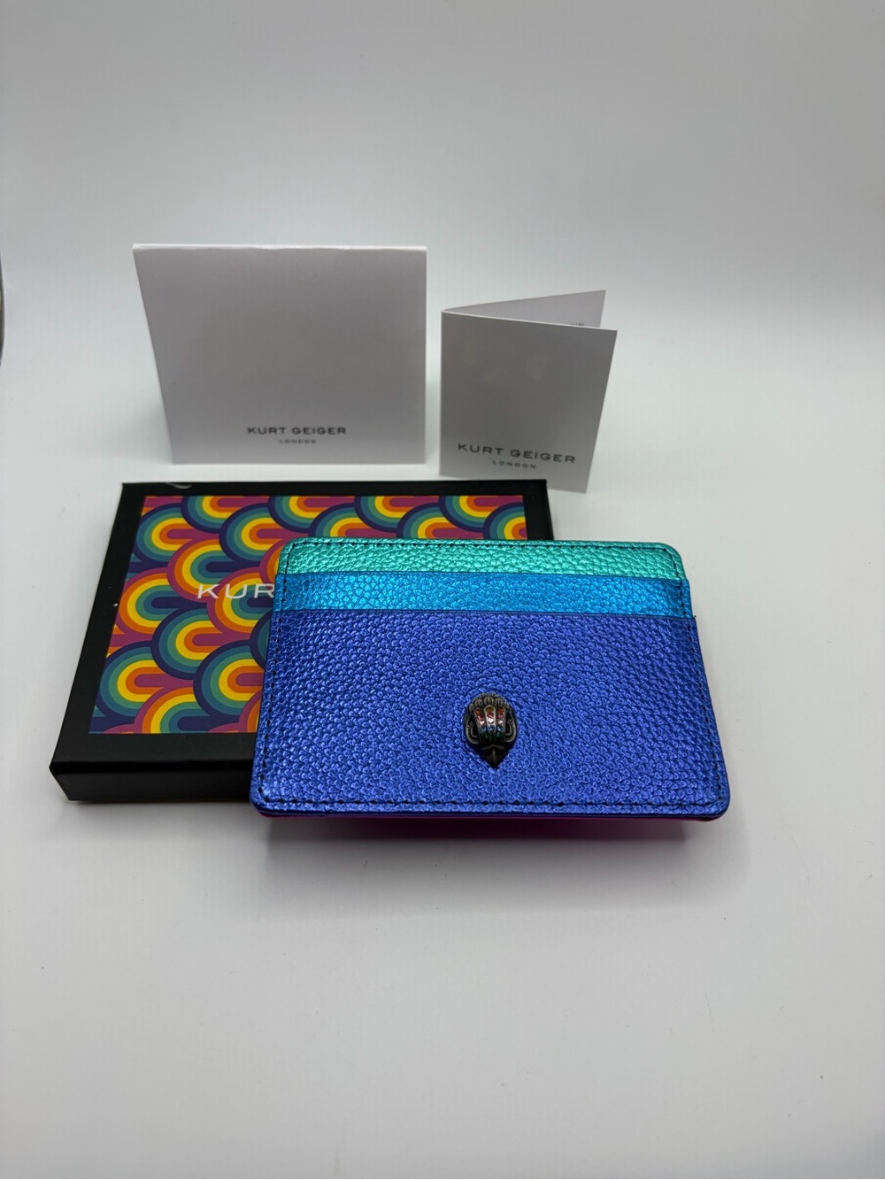 Kurt Geiger Metallic Blue, Teal, pink, orange & yellow Card Holder